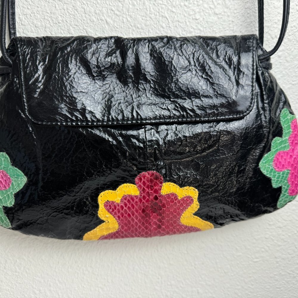 Clemente Vintage 80s Snake Leather Patchwork Purse Bag